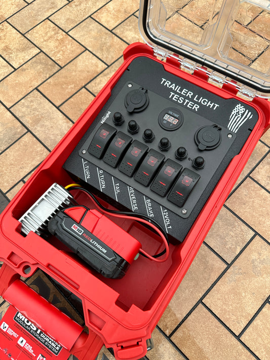 Trailer Light Tester For Milwaukee M18 Battery, 7 Pin Trailer Light Tester, Milwaukee PACKOUT Container