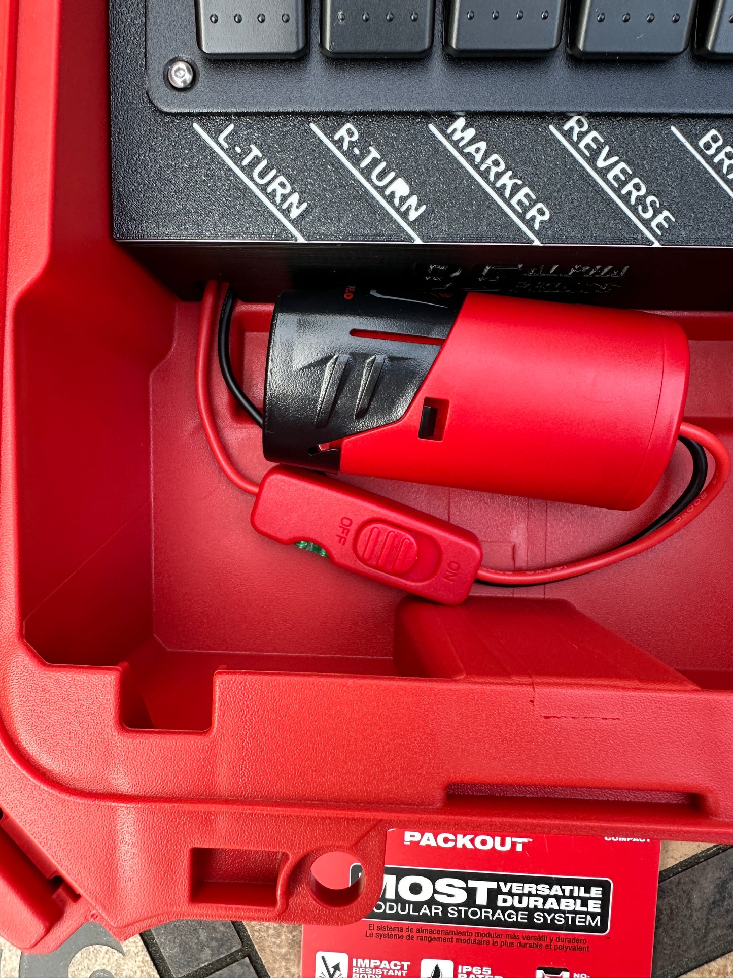 Trailer Light Tester For Milwaukee M12 Battery, 7 Pin Trailer Light Tester, Milwaukee PACKOUT Container
