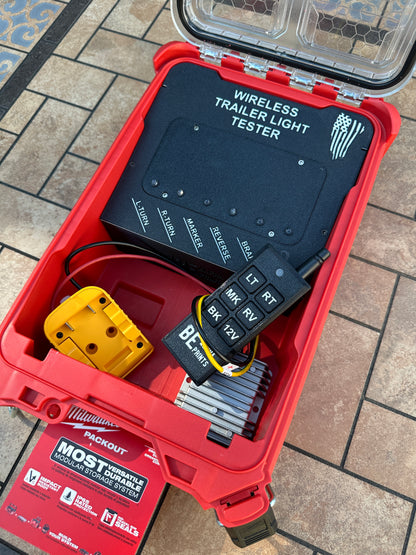 Wireless Trailer Light Tester For DeWalt 20V Battery, 7 Pin Trailer Light Tester, Milwaukee PACKOUT Container
