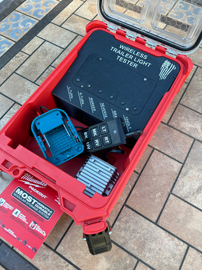 Wireless Trailer Light Tester For Makita 18V Battery, 7 Pin Trailer Light Tester, Milwaukee PACKOUT Container