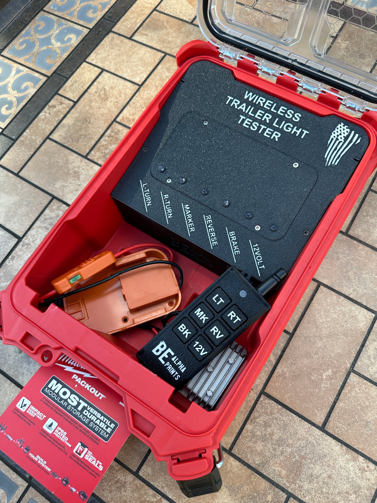 Wireless Trailer Light Tester For Ridgid 18V Battery, 7 Pin Trailer Light Tester, Milwaukee PACKOUT Container
