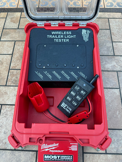 Wireless Trailer Light Tester For Milwaukee M12 Battery, 7 Pin Trailer Light Tester, Milwaukee PACKOUT Container