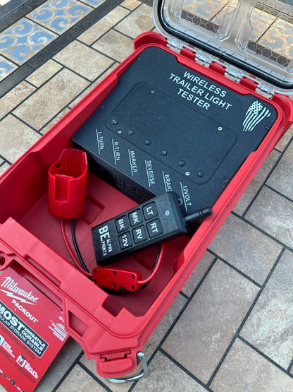 Wireless Trailer Light Tester For Milwaukee M12 Battery, 7 Pin Trailer Light Tester, Milwaukee PACKOUT Container